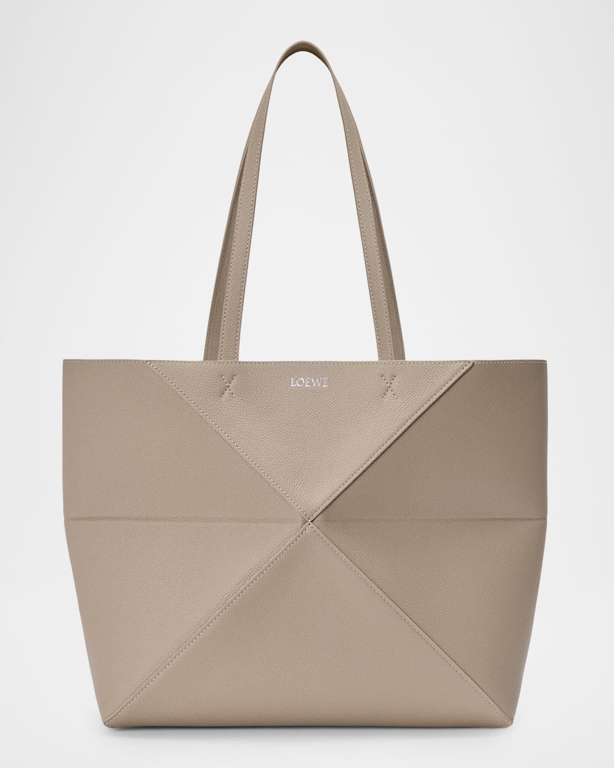 Loewe Puzzle Fold Tote Bag In Leather In Black