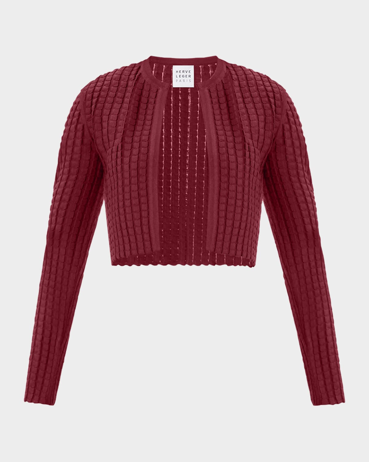 Herve Leger The Georgina Cropped Cardigan In Brown