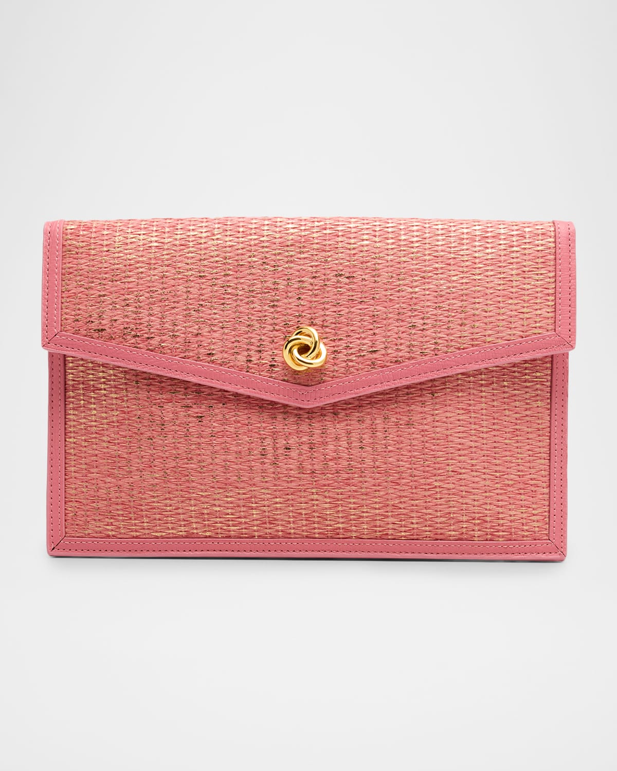 MICHELLE WILHITE Brick Knot-Embellished Wicker Clutch Bag