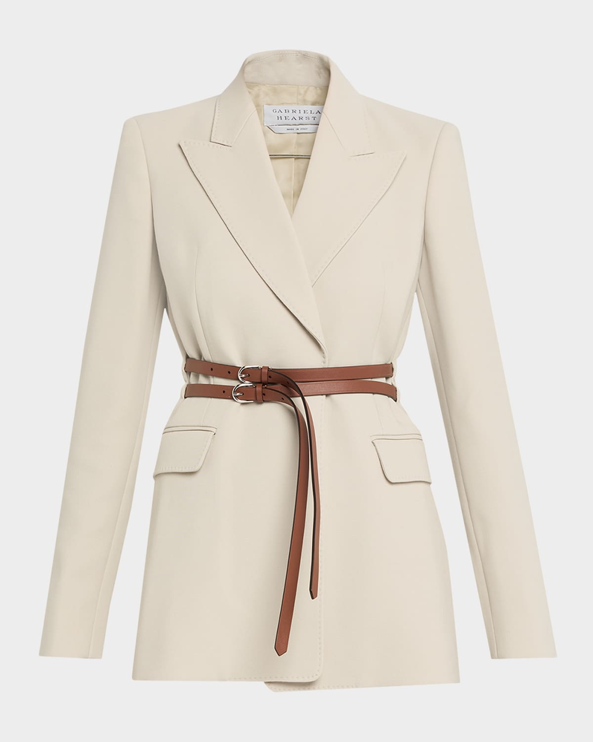 Gabriela Hearst Daniel Wrap Belted Blazer Jacket In Neutral