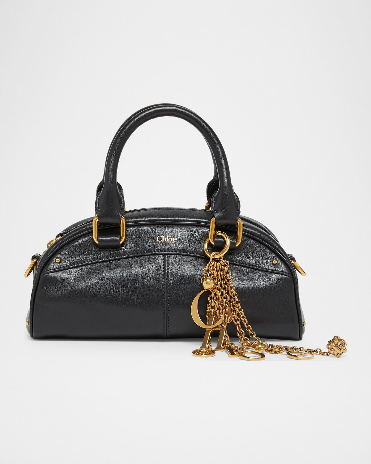 Chloé Small Bowling Shoulder Bag In Leather In Black