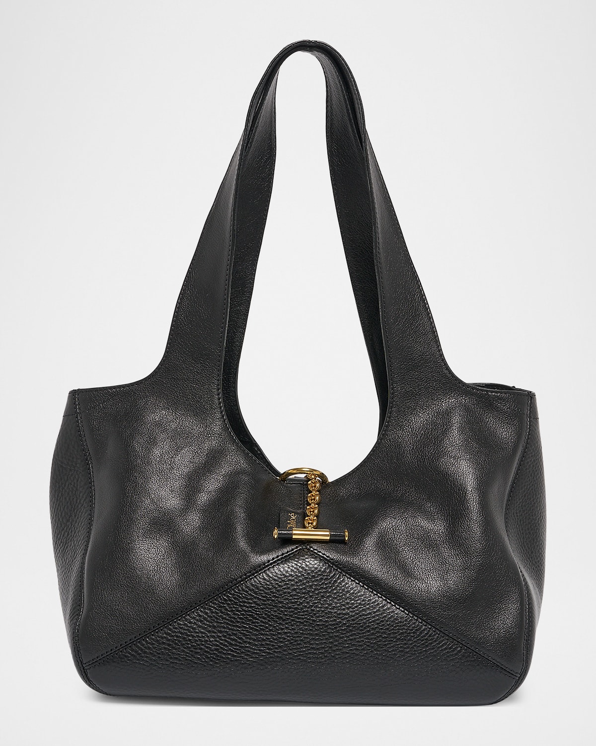 Chloé Balloon East-west Tote Bag In Grain Leather In Black
