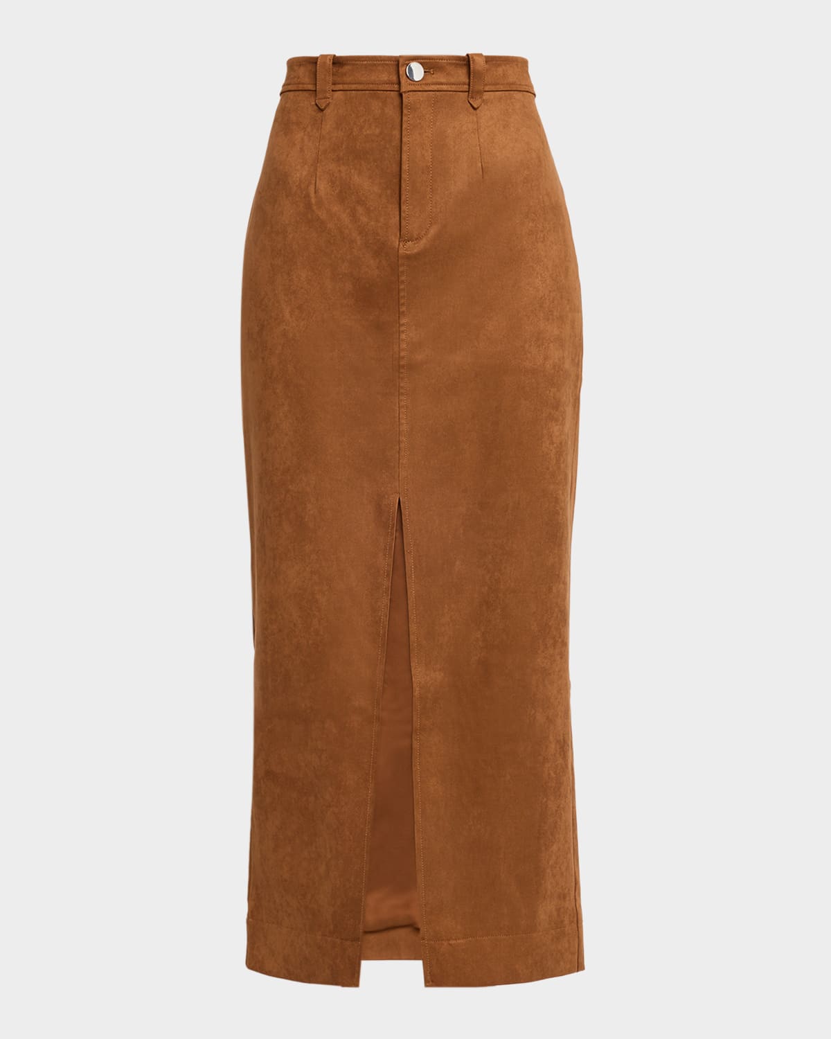 Toccin Meg Faux Suede Midi Skirt In Brown