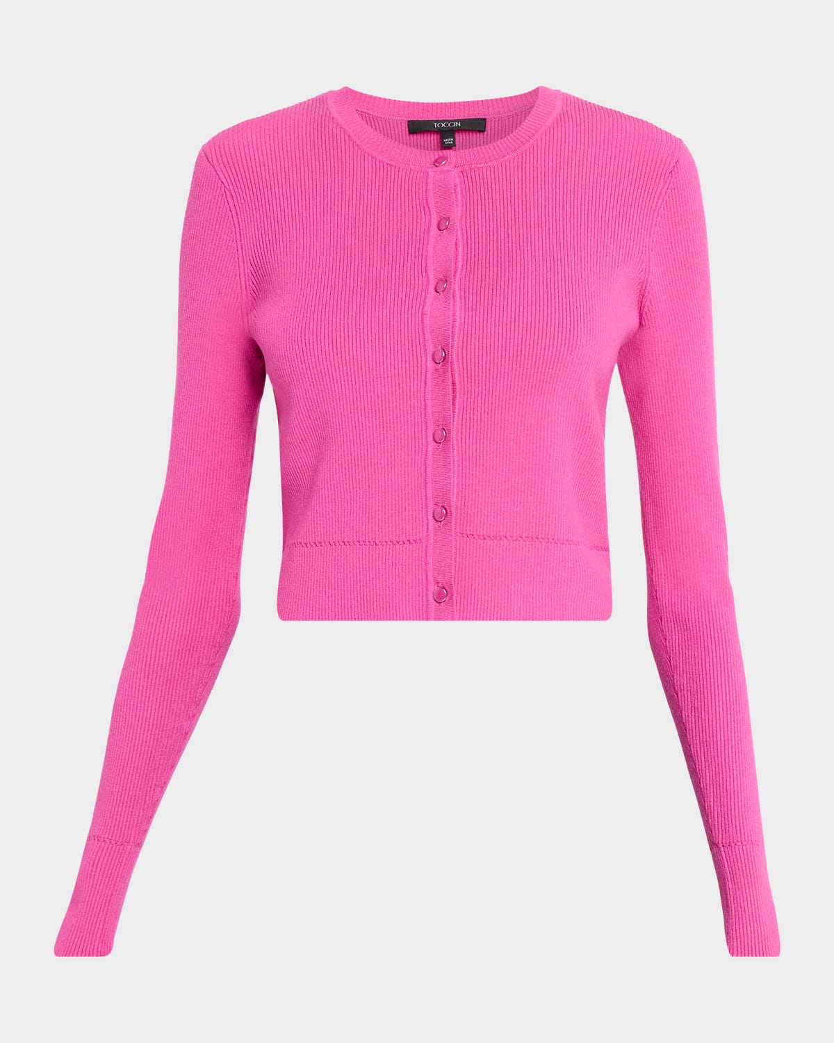 Toccin Zoe Classic Cropped Cardigan In Pink