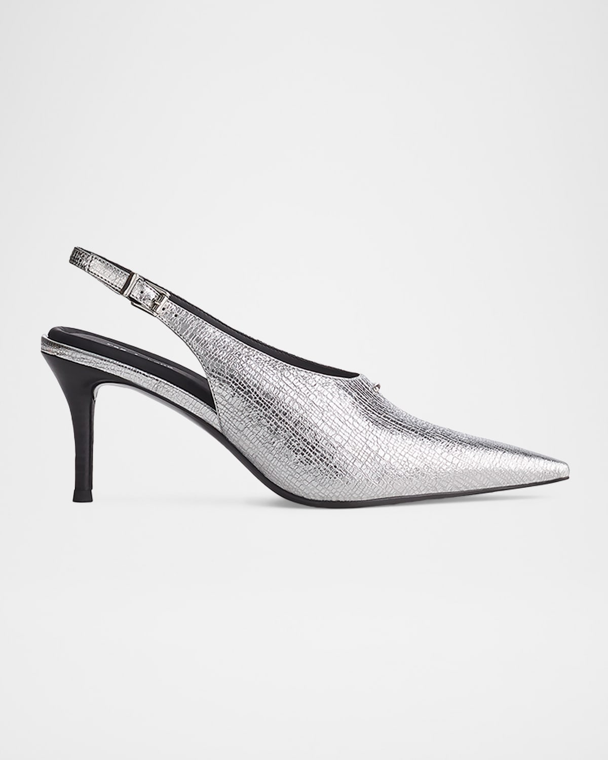 Rag & Bone 75mm Mercer Leather Slingback Pumps In Silver