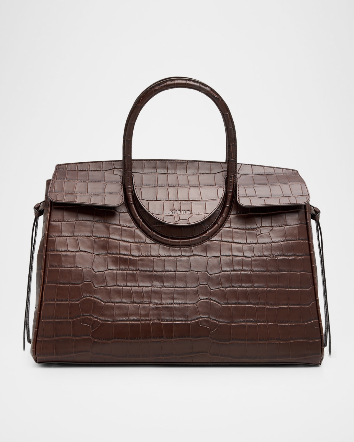 Staud Maude Croc-embossed Leather Top-handle Bag In Brown