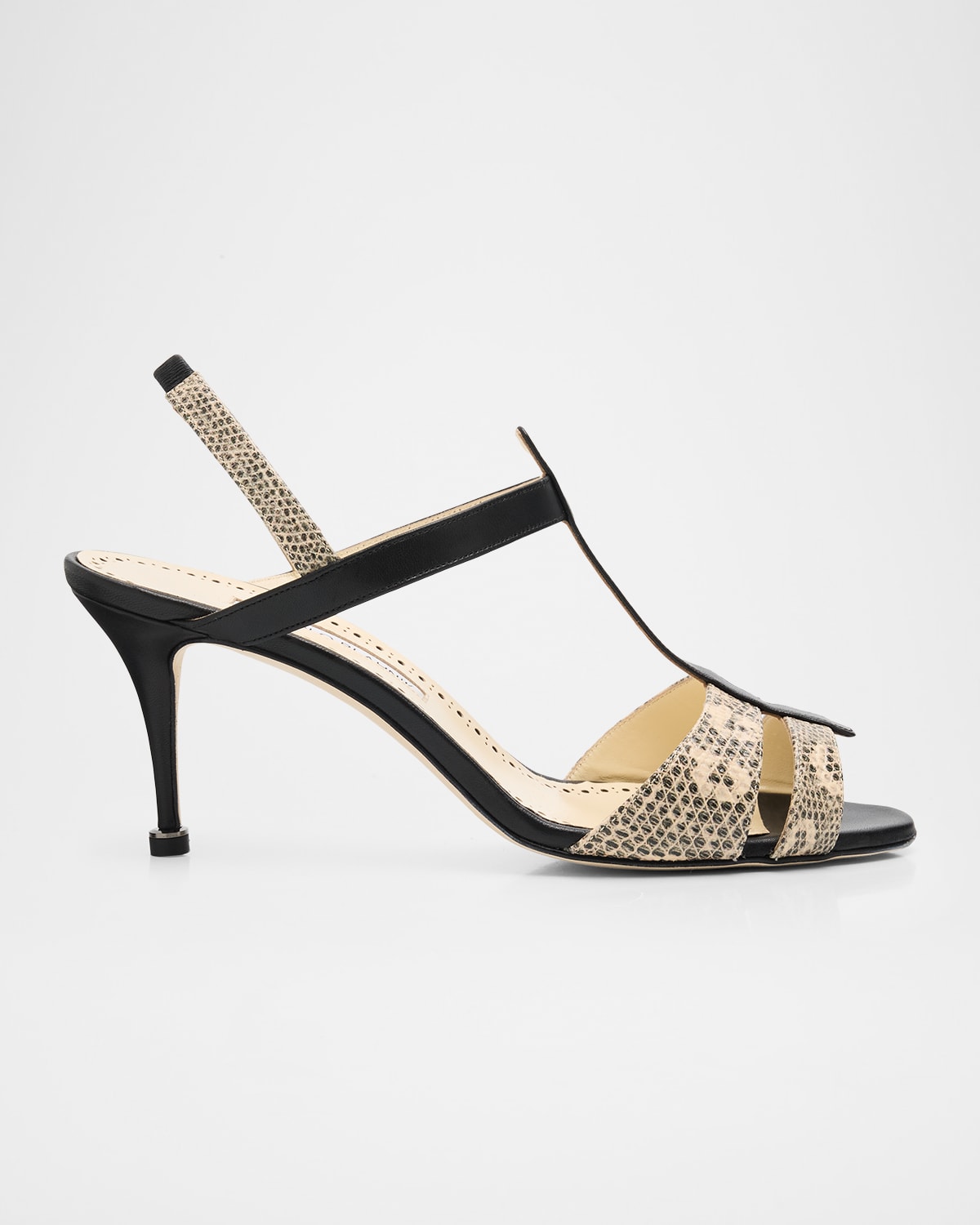 Manolo Blahnik 70mm Retauxlo Mixed Leather Sandals