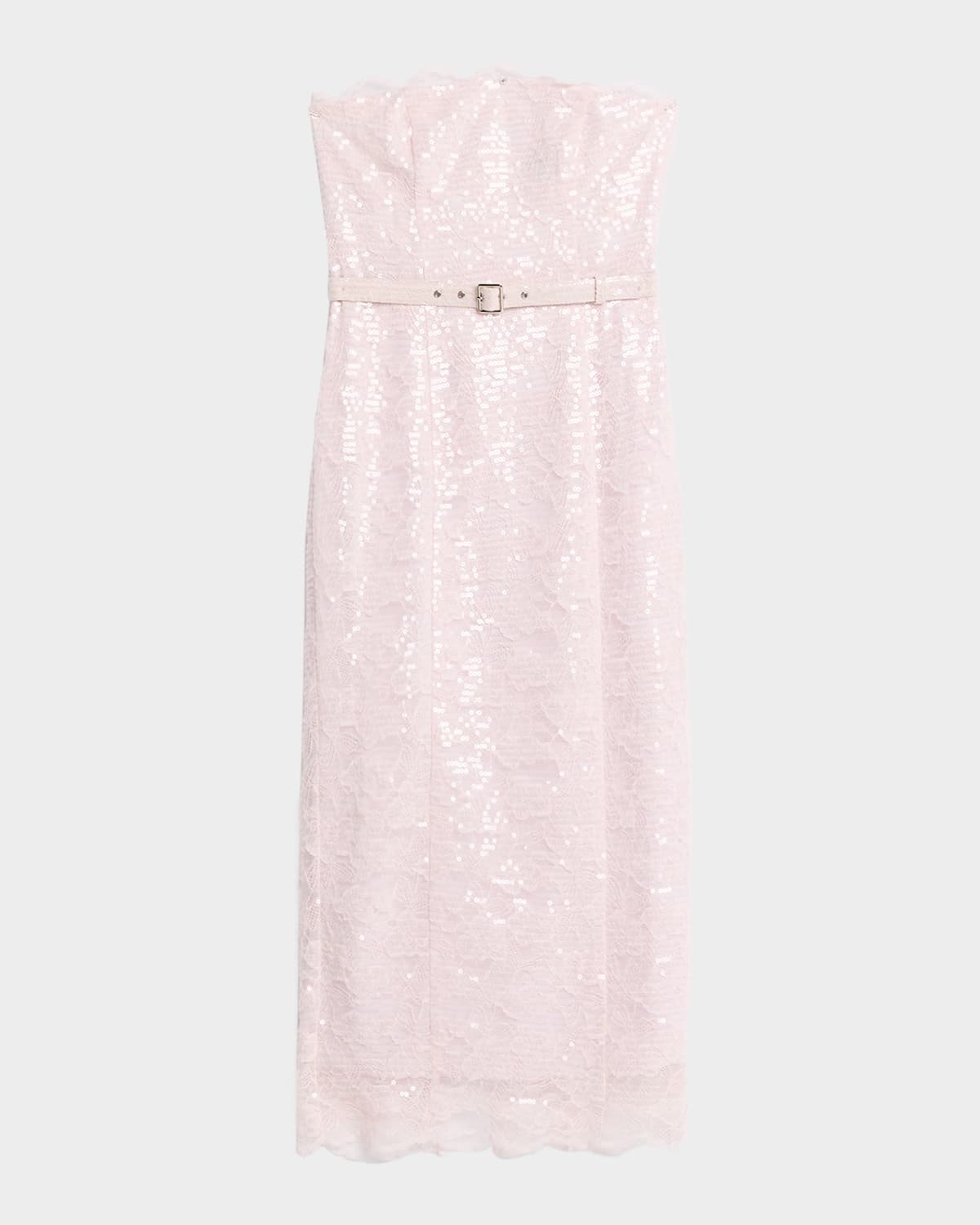 Toccin Vivian Belted Sequined Lace Midi Dress In Pink
