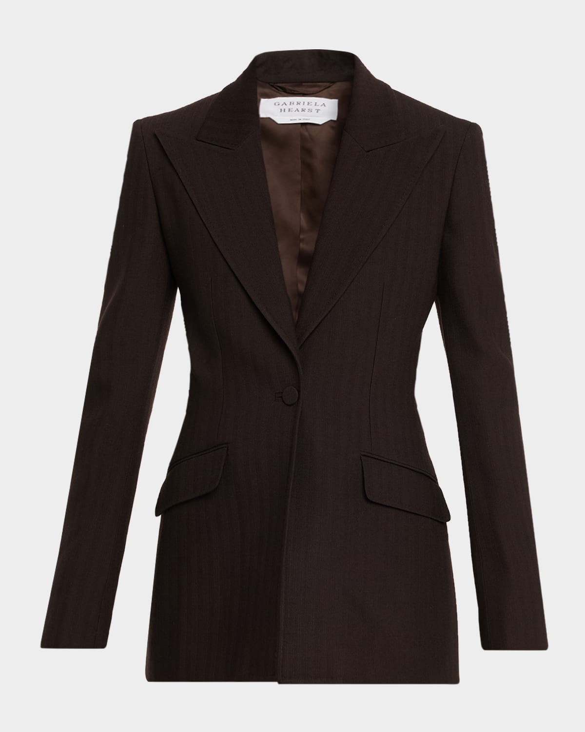 Gabriela Hearst Leiva Herringbone Single-breasted Blazer In Brown