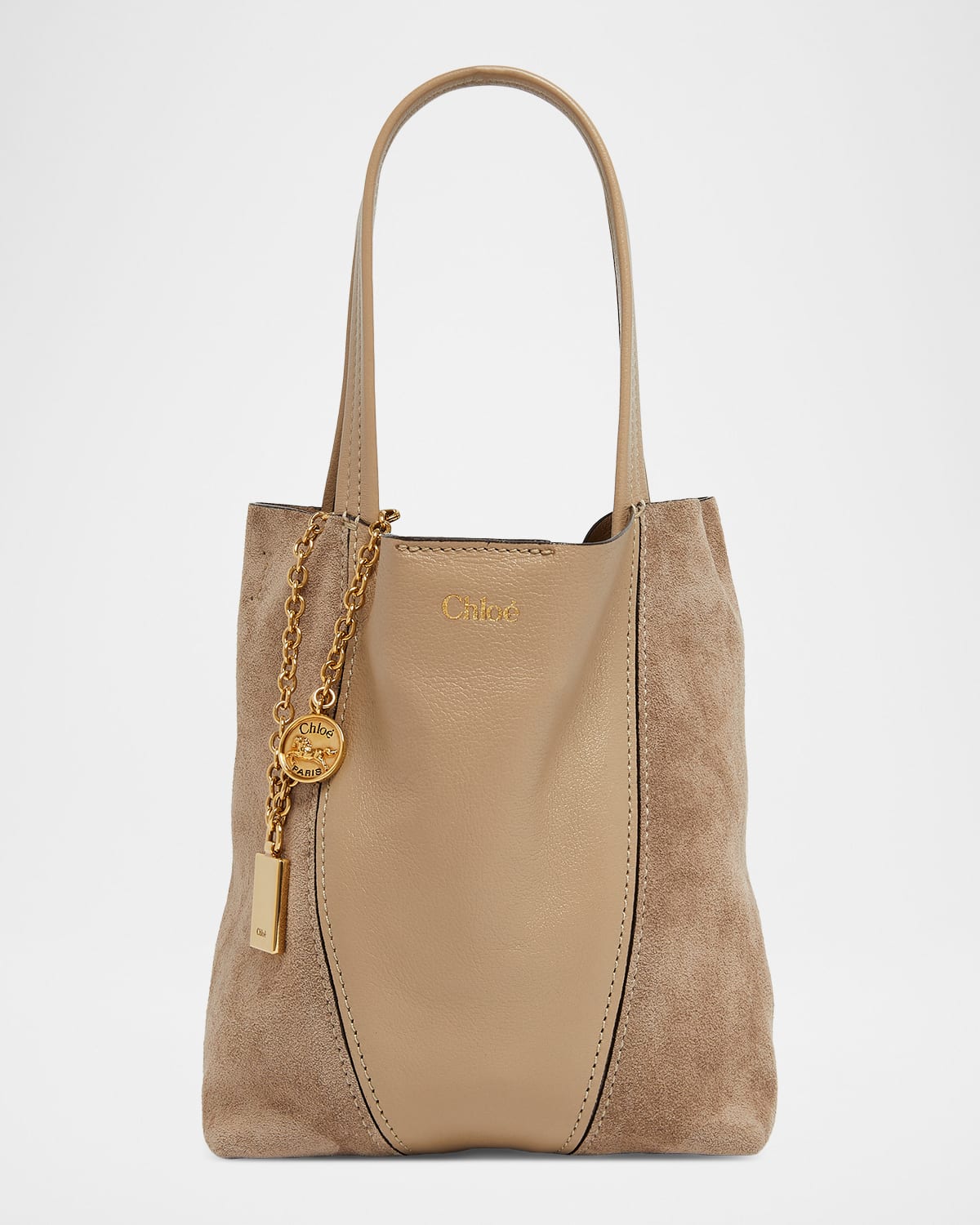 Chloé Spin Mini Tote Bag In Leather And Suede