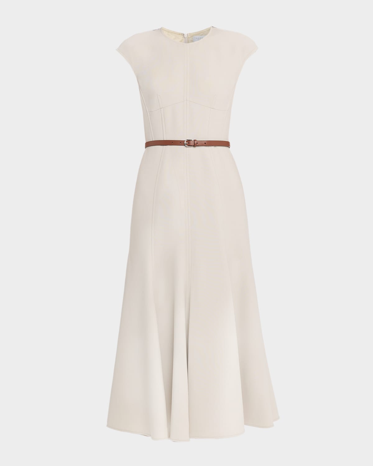Gabriela Hearst Crowther Cap-sleeve Corset Midi Dress In Neutral