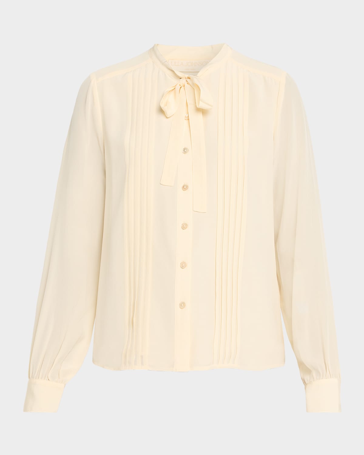 Ulla Johnson Delvine Tie-neck Button-front Blouse In Brown