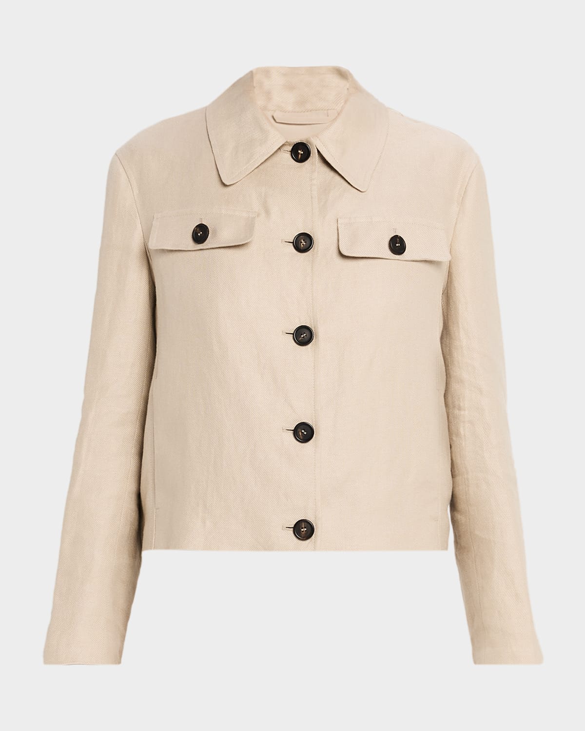 Brunello Cucinelli Structured Linen Twill Single-breasted Shirt Jacket