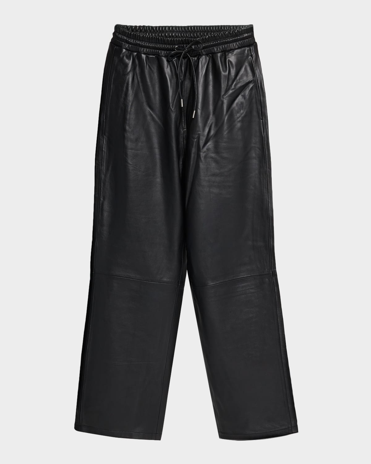 Avirex Men's Nappa Leather Track Pants In Black