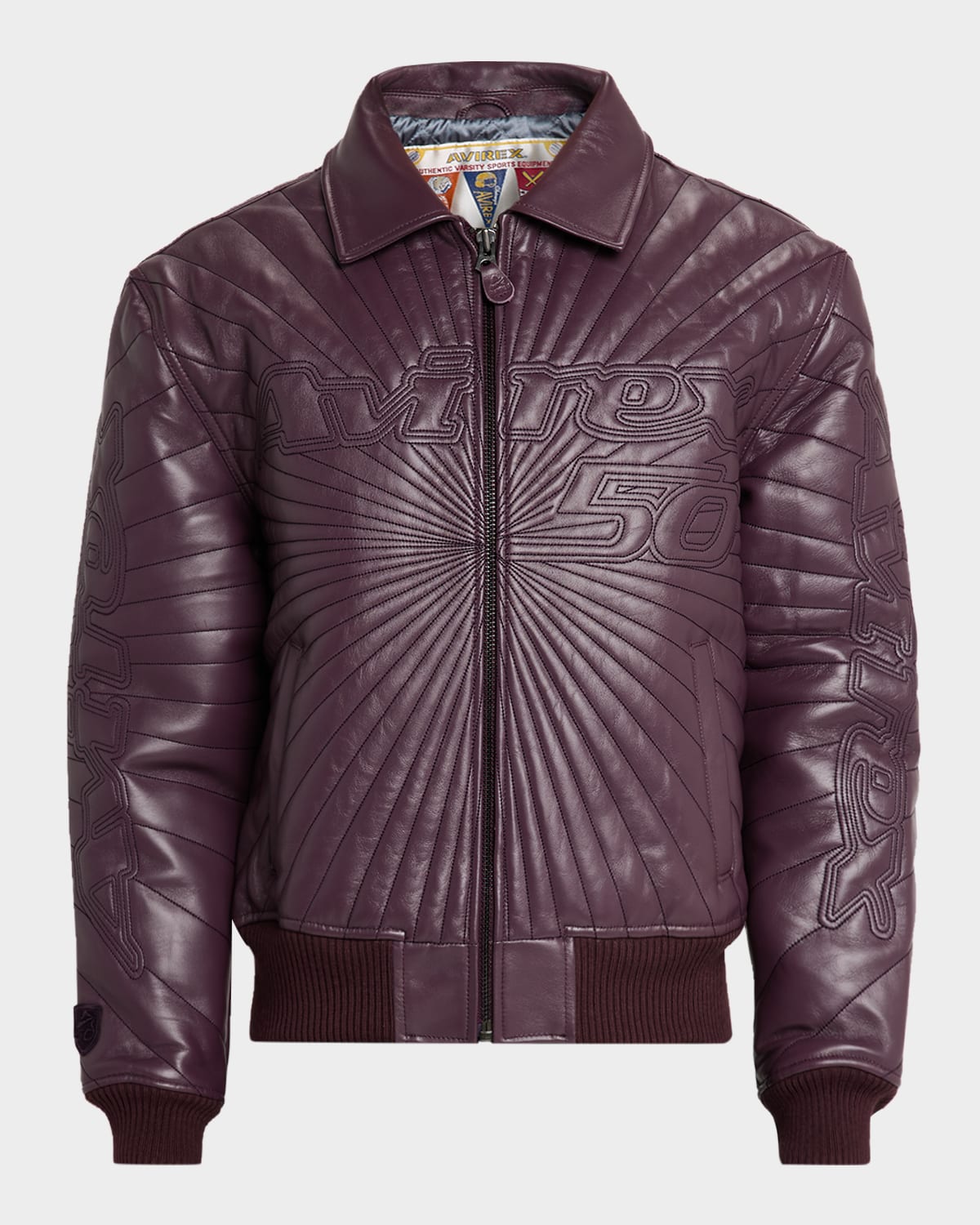 Avirex Men's Trapunto Leather Jacket In Purple