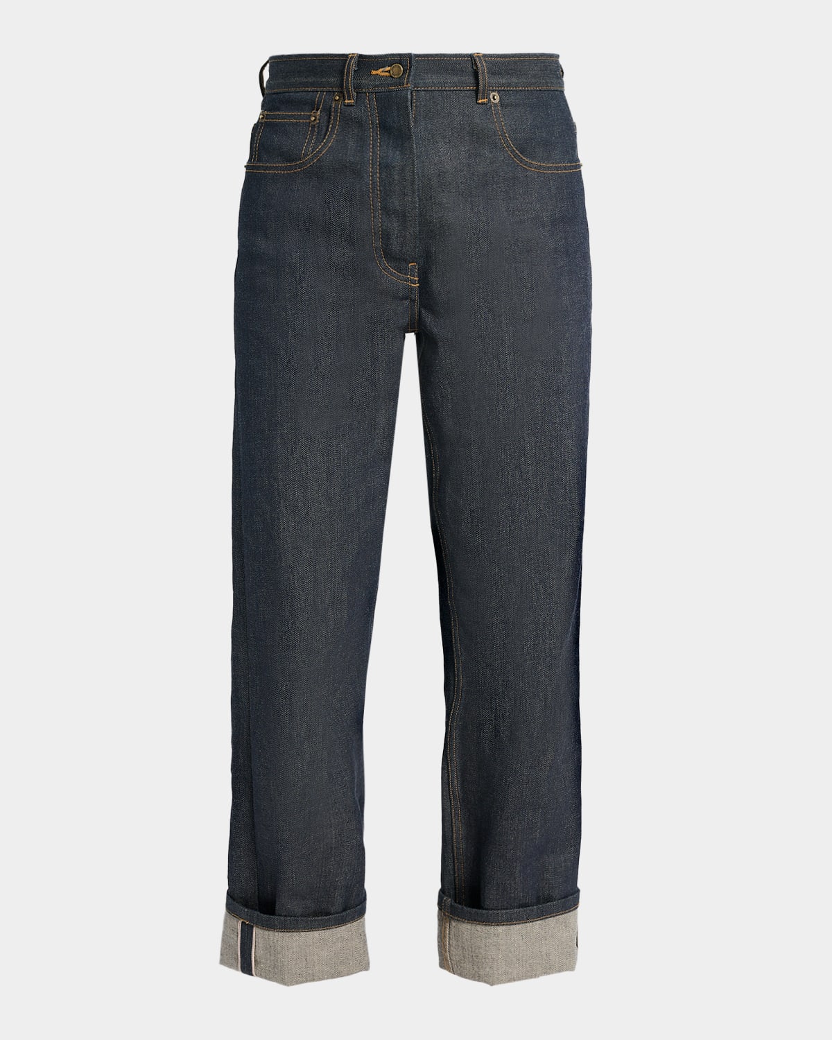Thom Browne Back-Strap Straight-Leg Cuffed Crop Jeans