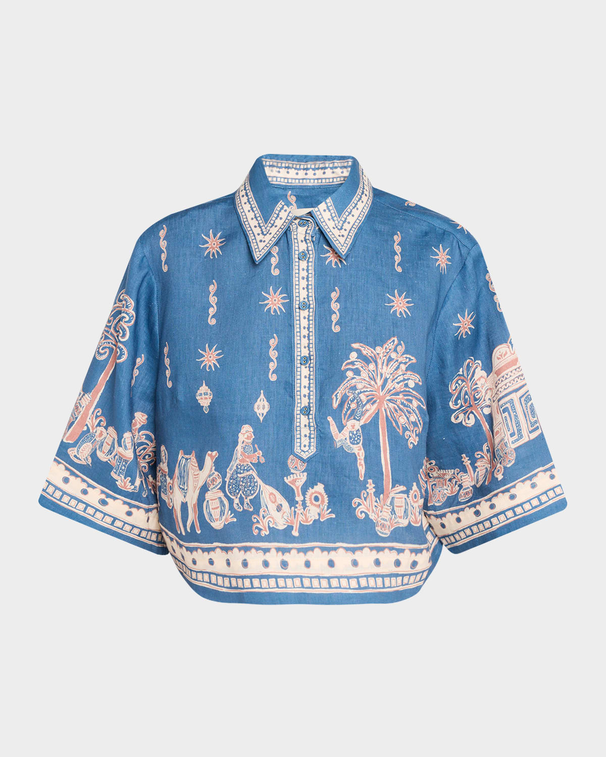 ALEMAIS x LRNCE Acacia Cropped Linen Shirt