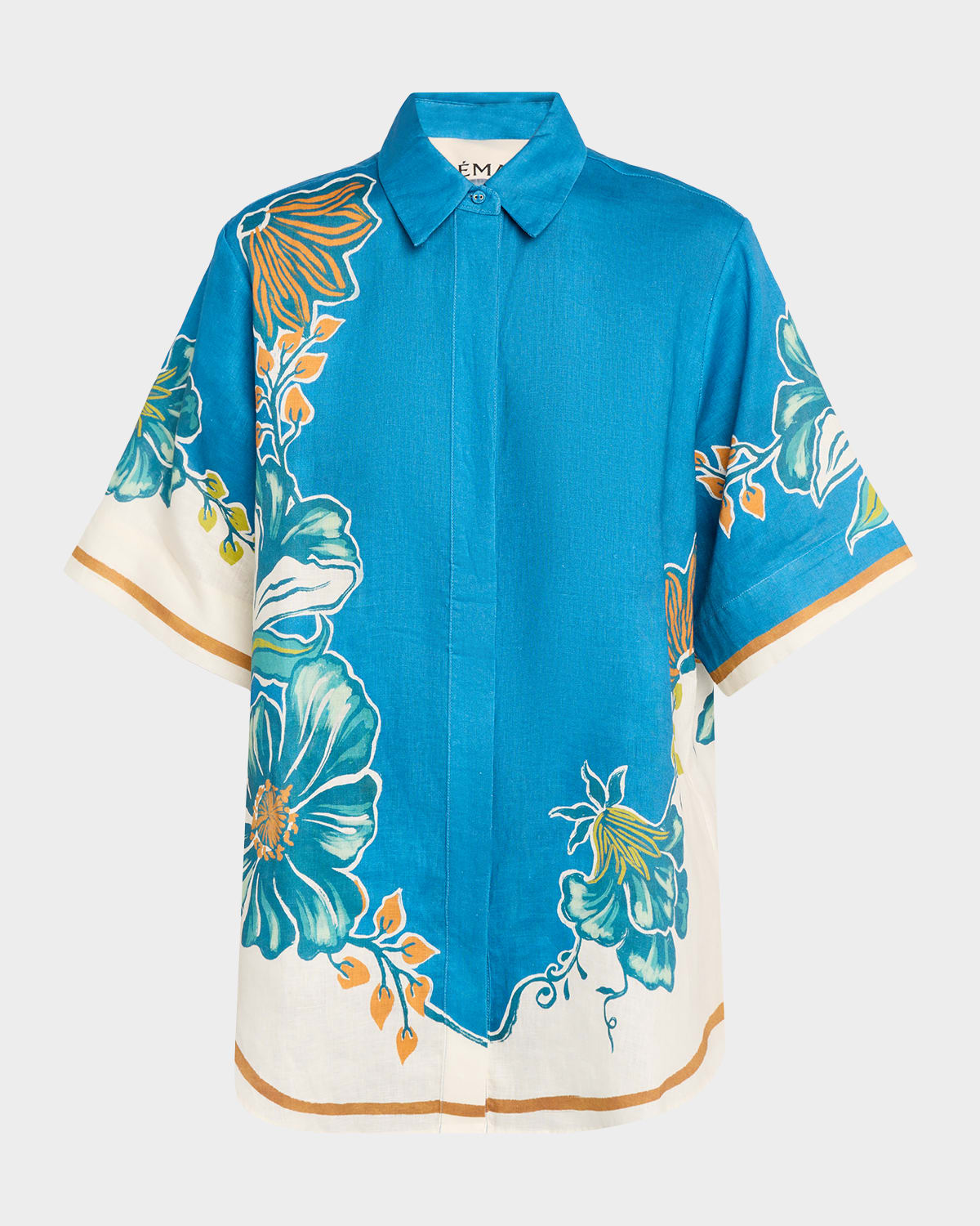ALEMAIS Luda Floral-Print Linen Shirt