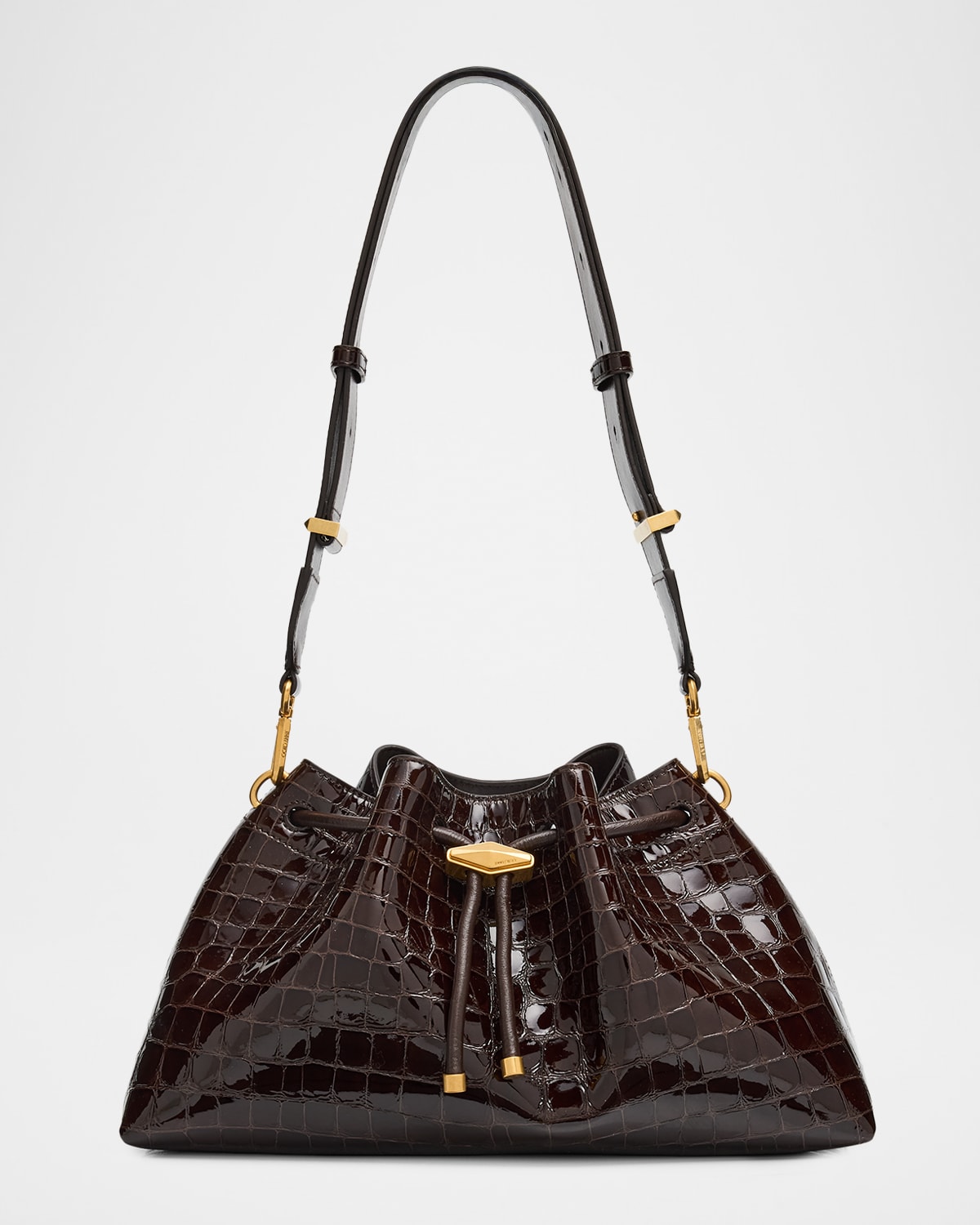 Jimmy Choo Bon Bon Medium Croc-embossed Leather Shoulder Bag In Brown