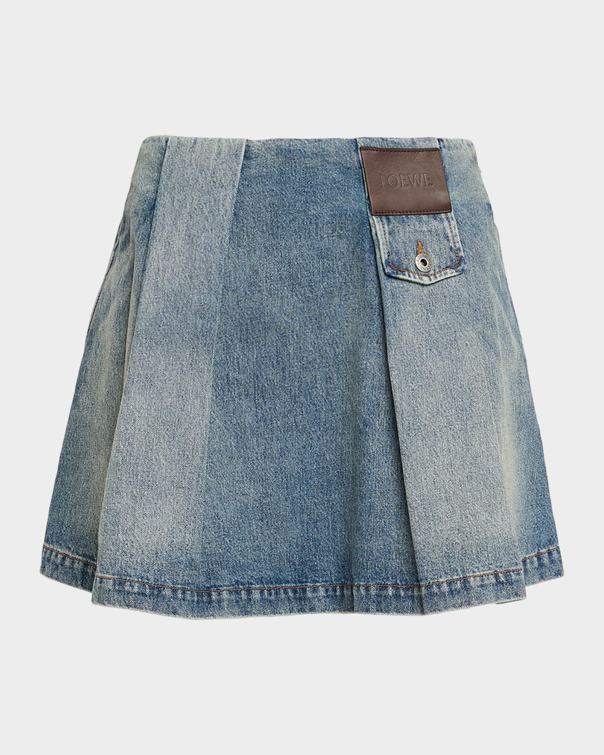 Loewe Pleated Mini Skirt In Blue