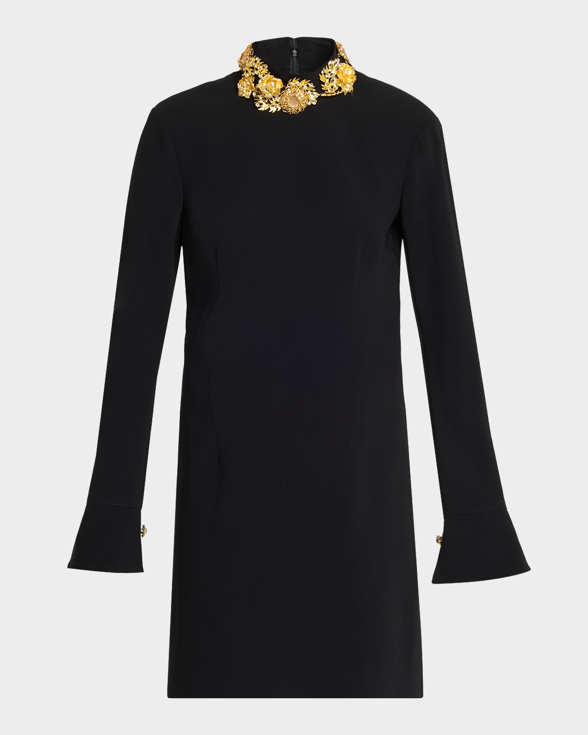 Cinq À Sept Ebby Brooches Long-sleeve Mini Dress In Black