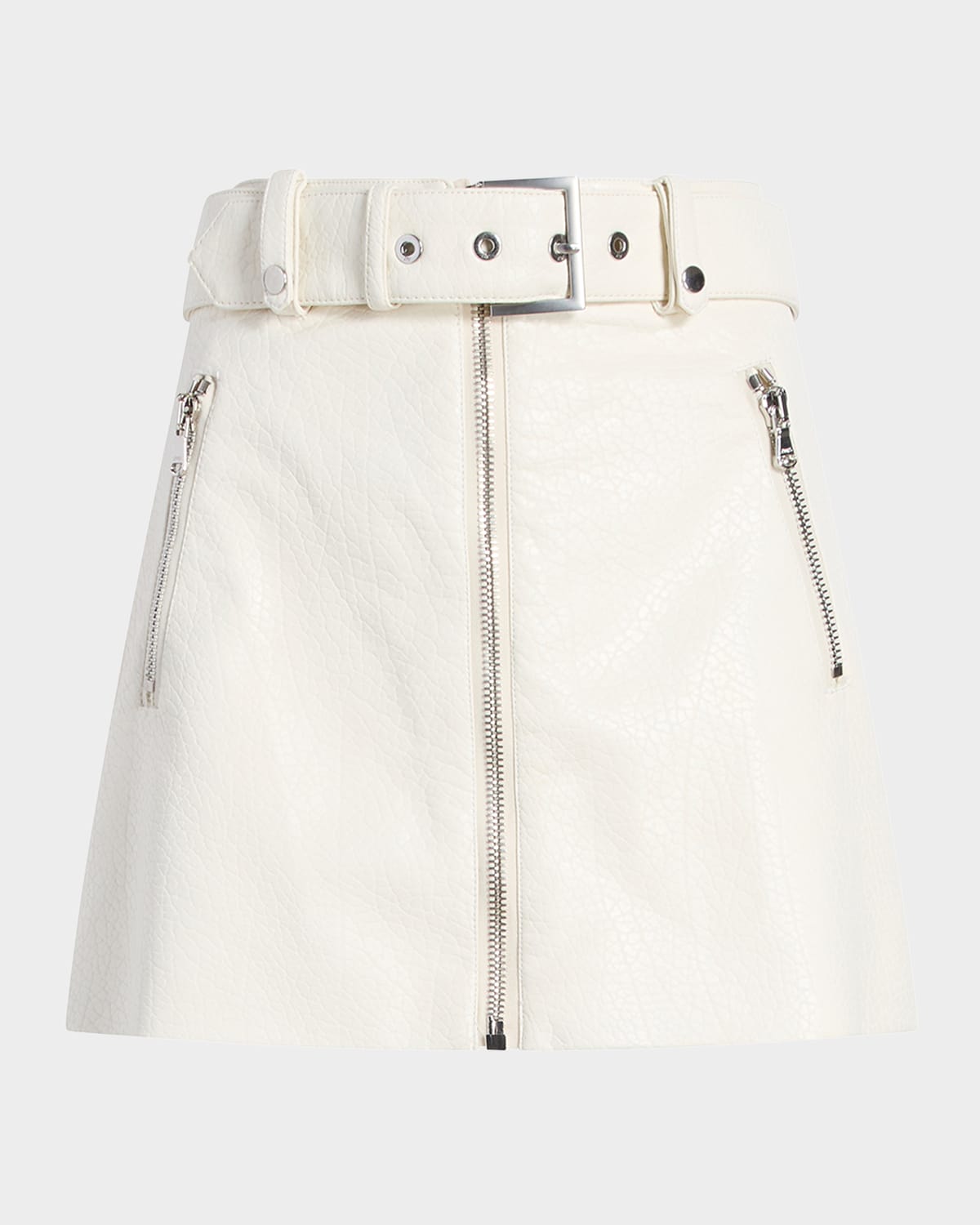 Cinq À Sept Saffira Vegan Leather Mini Skirt In White