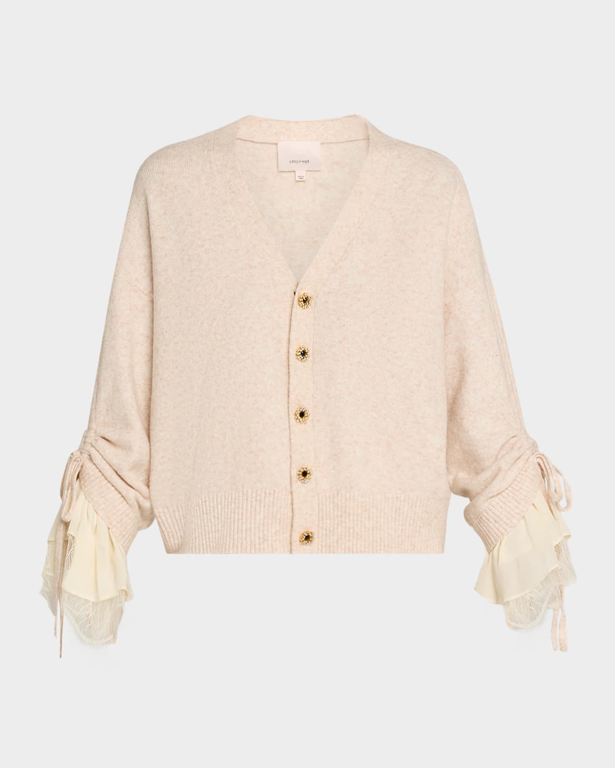 Cinq À Sept Atlas Layered-cuff Cardigan In Neutral