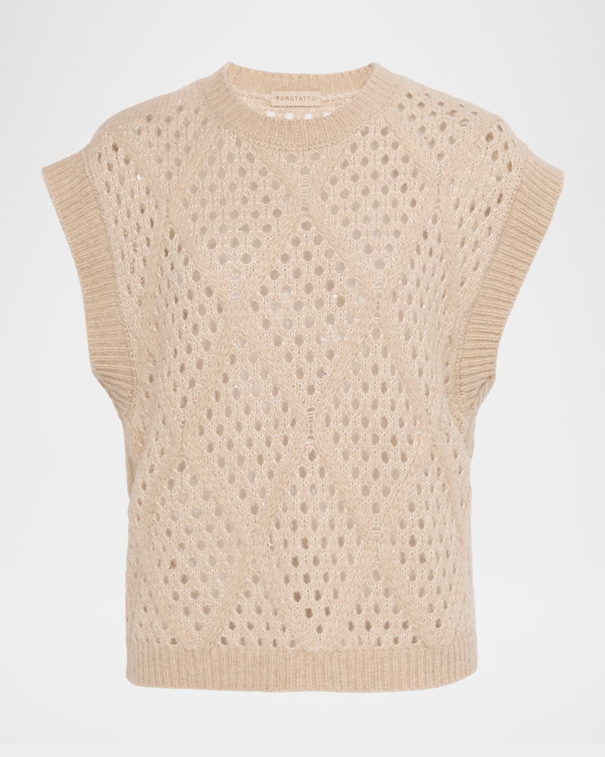 Purotatto Open-knit Sweater Vest In Brown