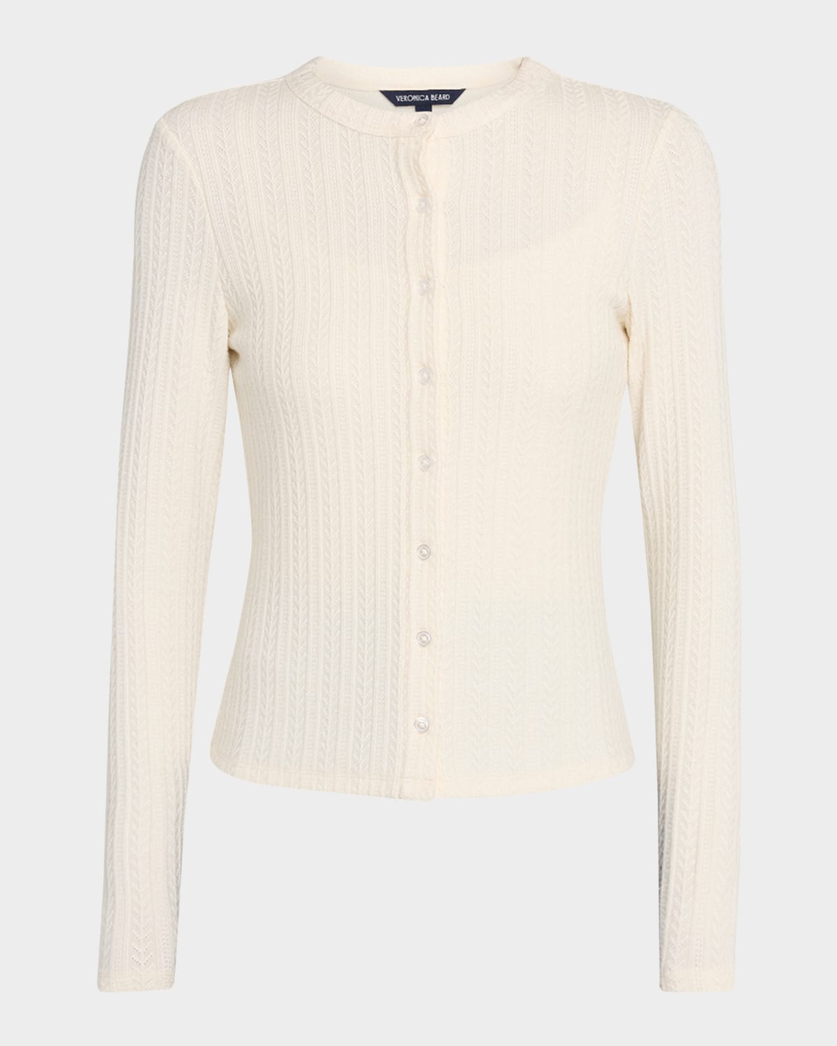 Veronica Beard Lira Pointelle Cardigan In Neutral
