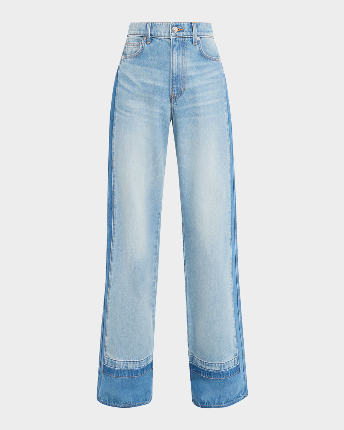 Veronica Beard Taylor Colorblock Wide-leg Jeans In Blue