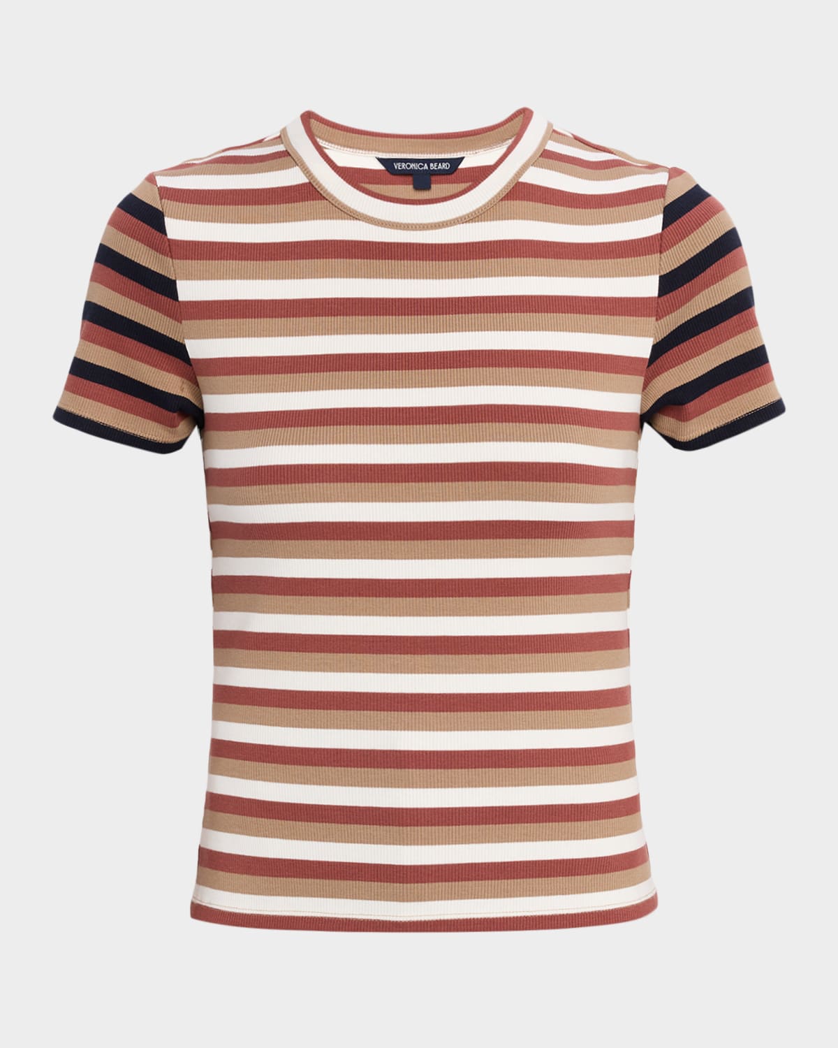 Veronica Beard Pruitt Striped Ribbed T-shirt In Animal Print