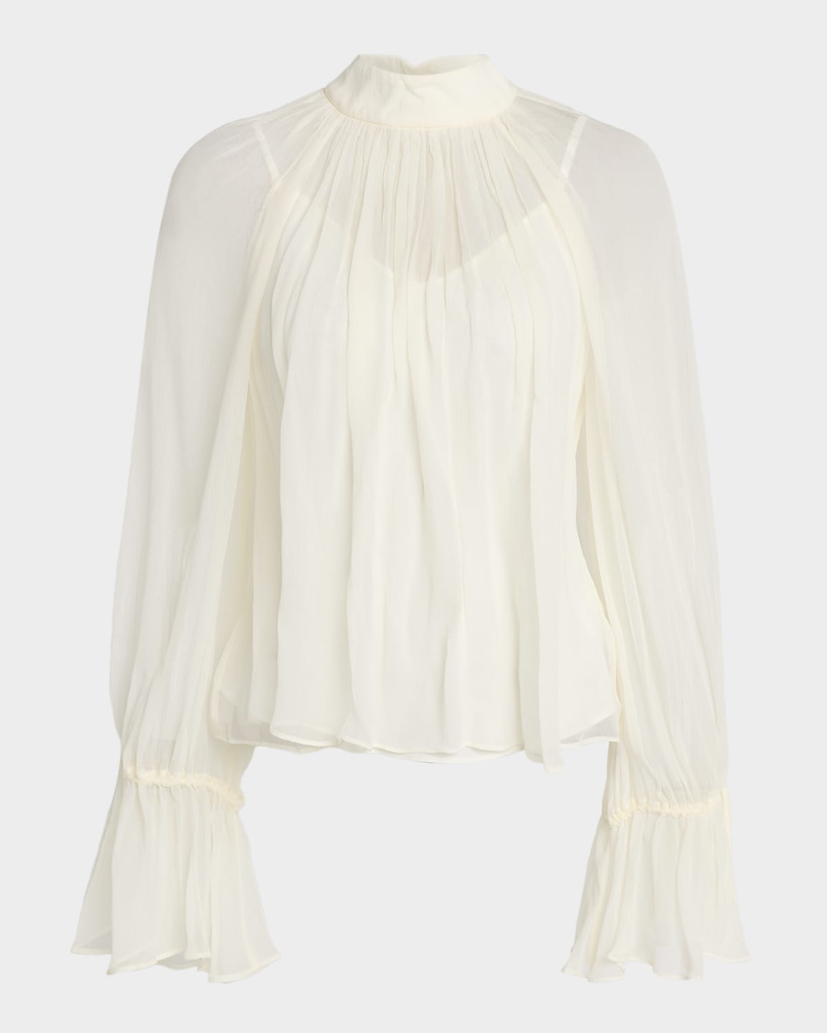 STAUD Roux Chiffon High-Neck Top