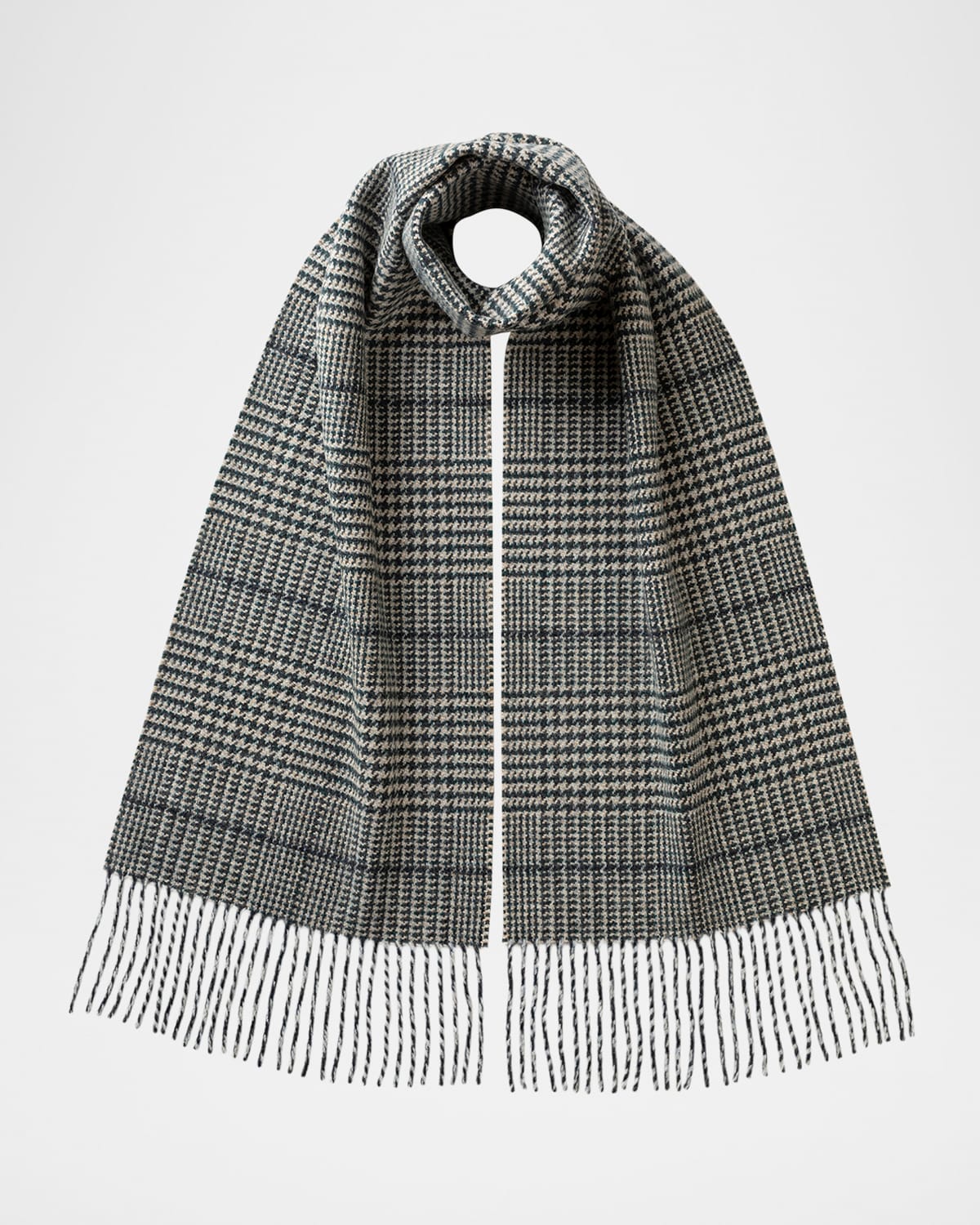 Johnstons Of Elgin Glen Check Wool Tweed Scarf