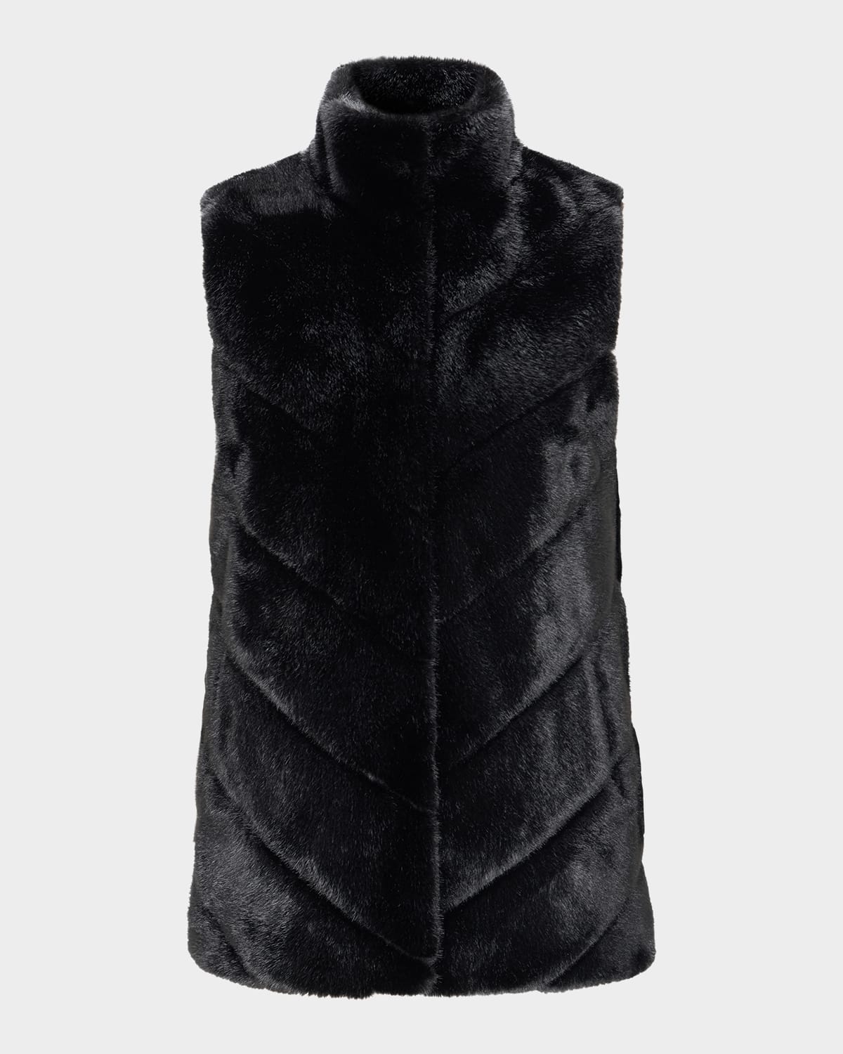 Lyla Grant Fur-free Chevron Faux Mink Vest In Black