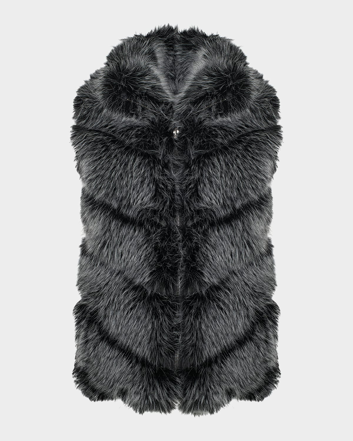 Lyla Grant Fur-free Quilted Faux Fox Vest In Gray