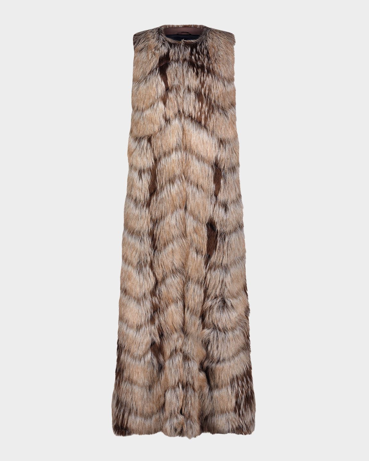 Gorski Fur-free Floor-length Faux Fox Vest In Transparent