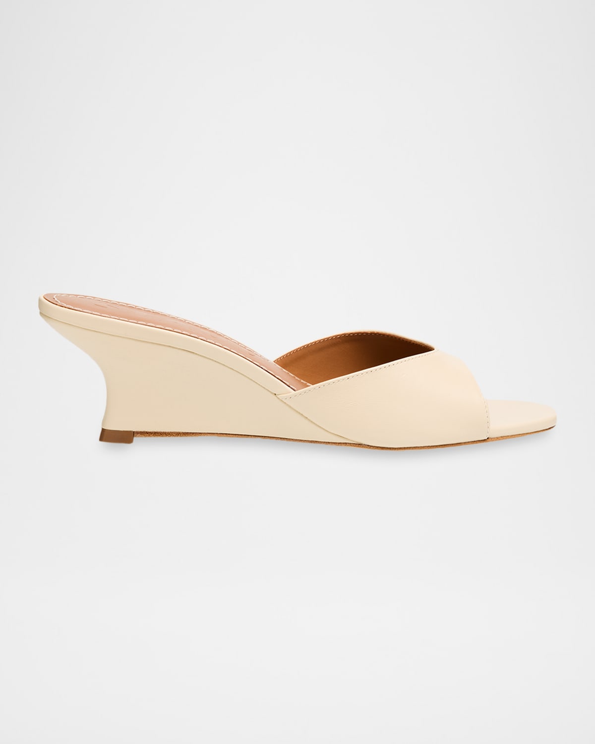 Staud Brigitte Leather Wedge Mules In Neutral