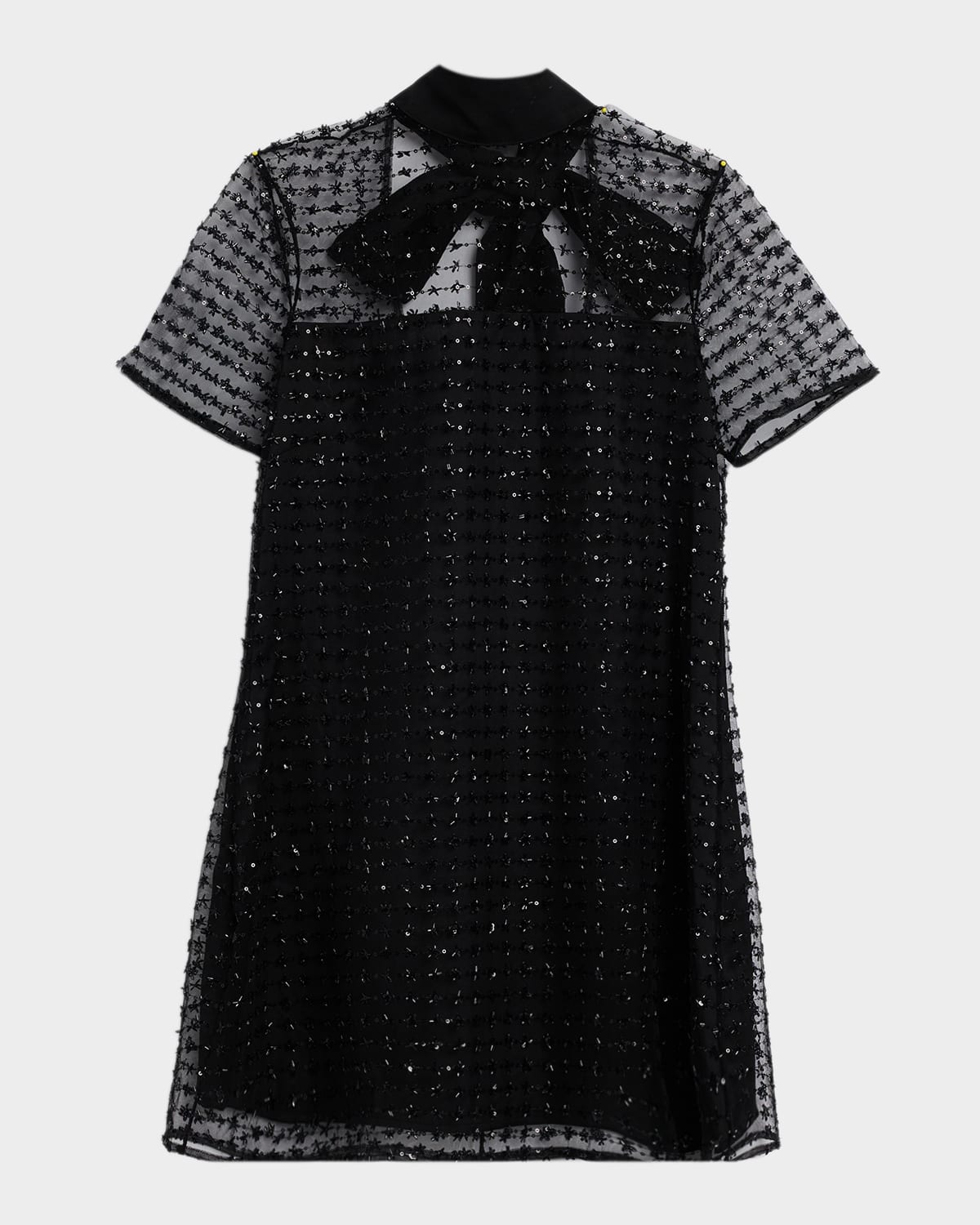 Staud Ilana Embellished Mesh Mini Dress In Black