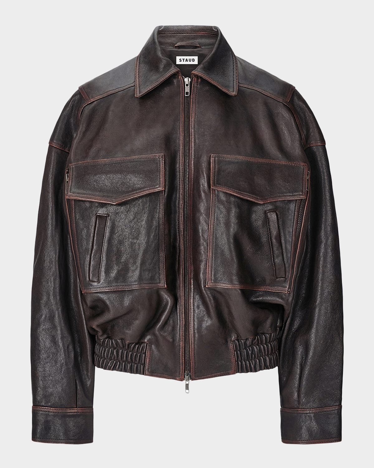 Staud Eugene Distressed Leather Jacket