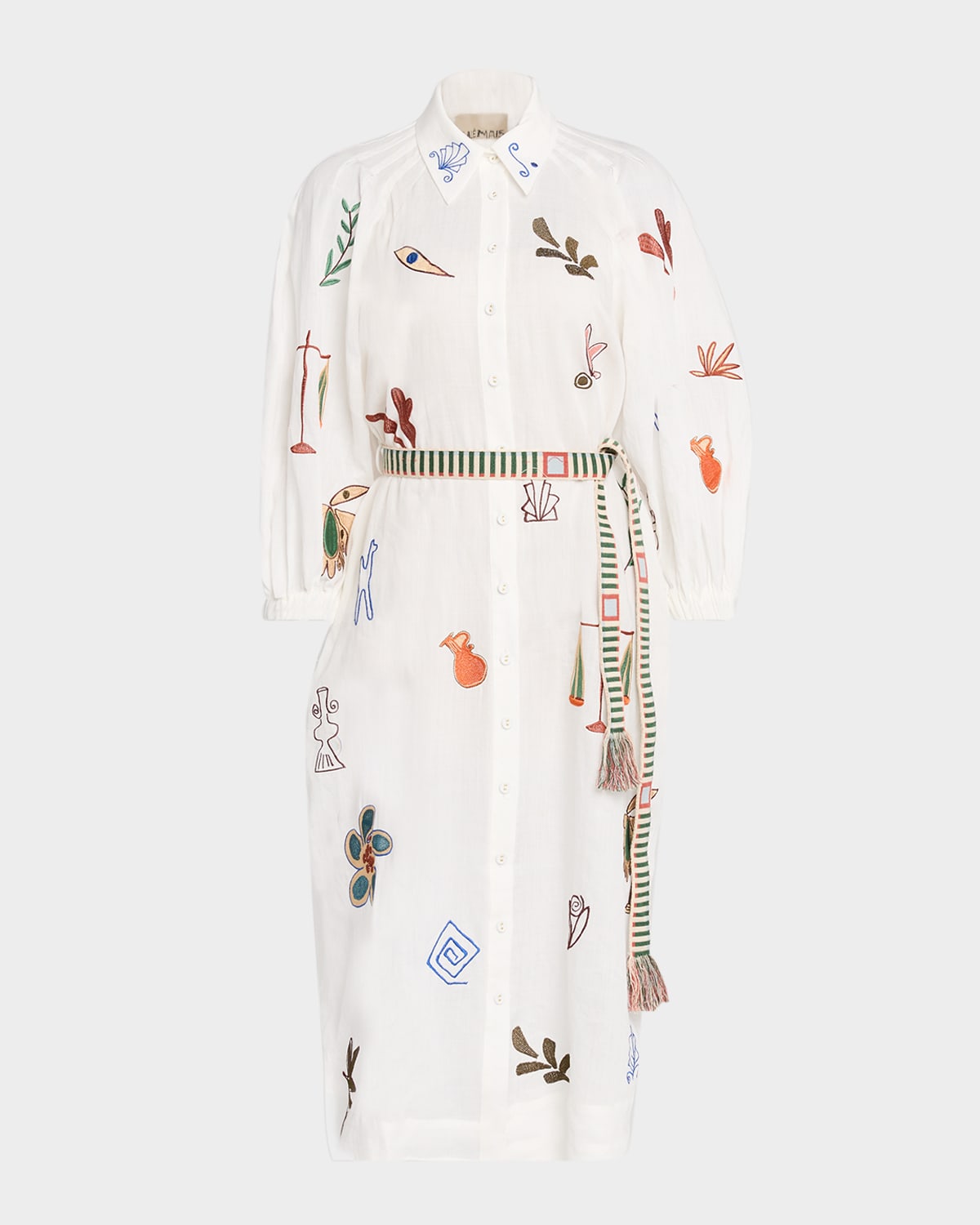 ALEMAIS Mina Embroidered Midi Shirtdress