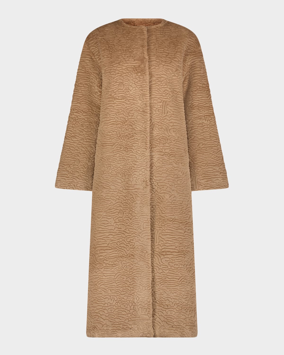 Gorski Fur-free Textured Faux Shearling Coat In Brown