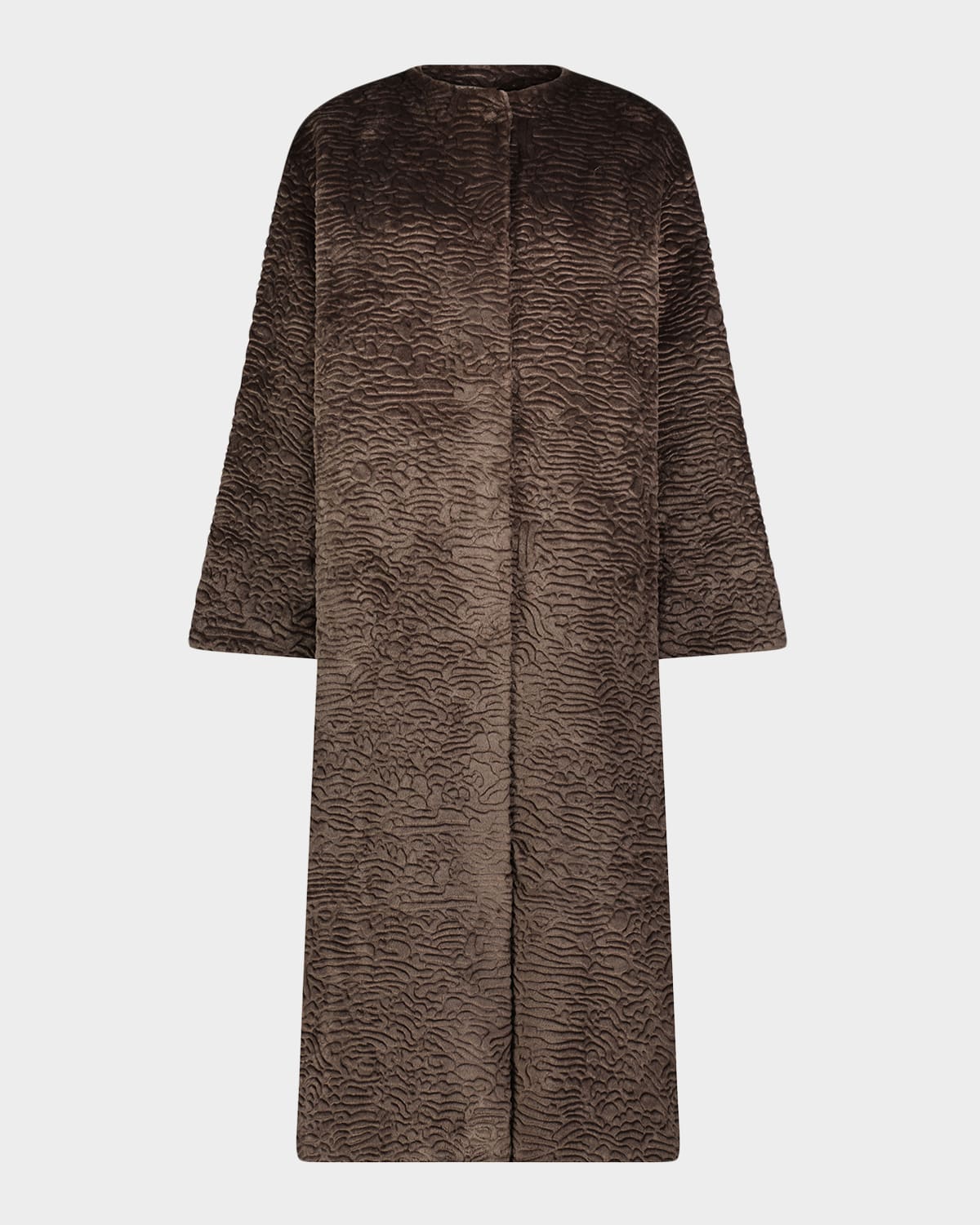 Gorski Fur-free Textured Faux Shearling Coat In Brown