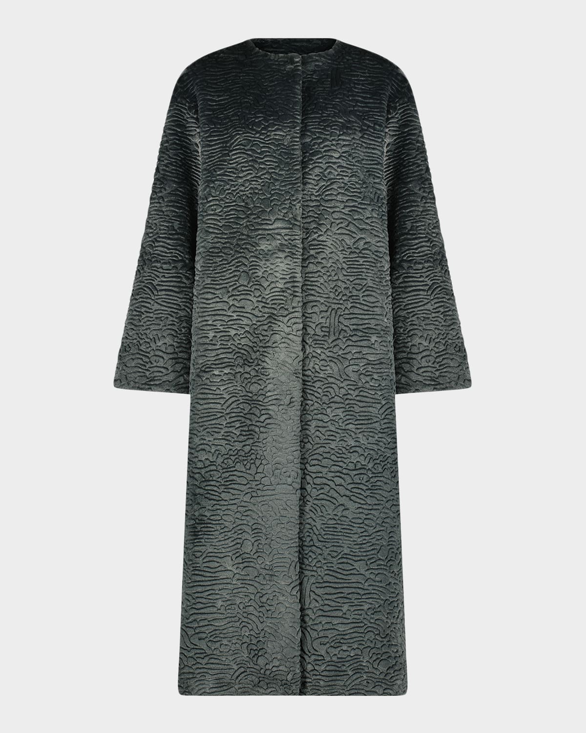 Gorski Fur-free Textured Faux Shearling Coat In Green