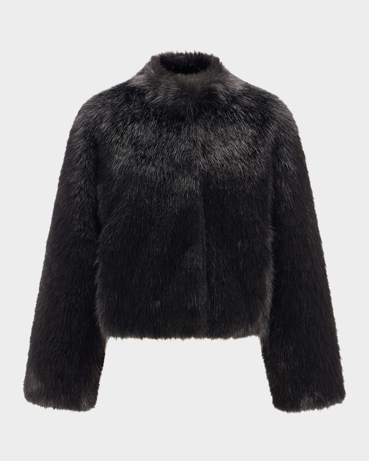 Lyla Grant Fur-free Short Faux Fox Coat In Black