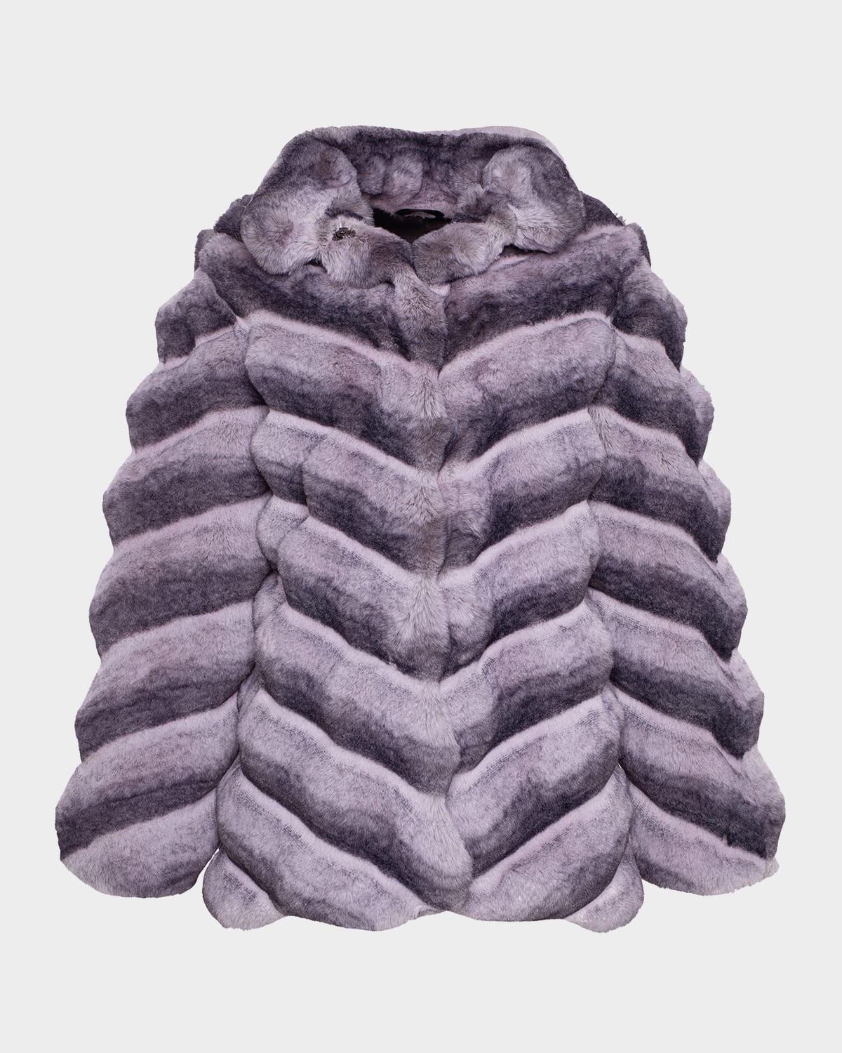 Lyla Grant Fur-free Chevron Faux Chinchilla Coat In Purple