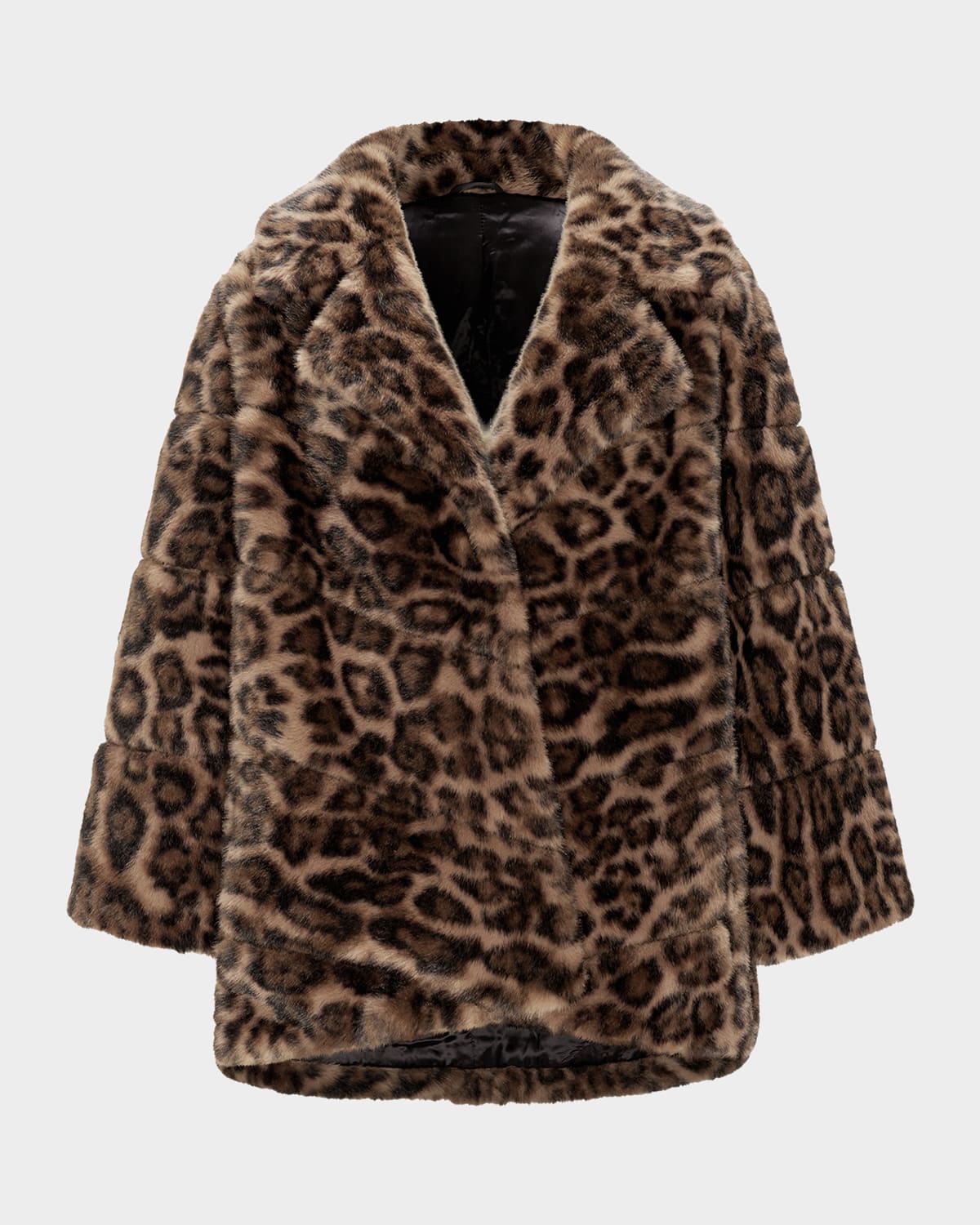 Lyla Grant Fur-free Leopard Faux Mink Coat In Brown