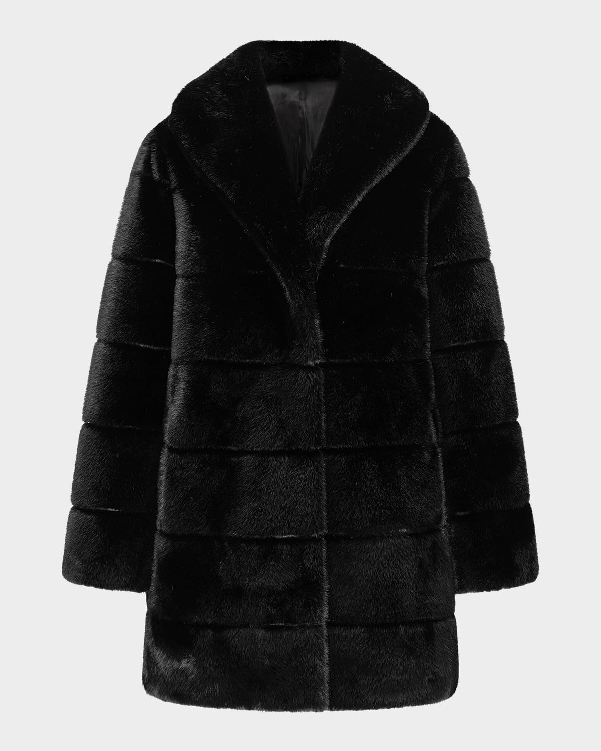 Lyla Grant Fur-free Quilted Faux Mink Coat In Black