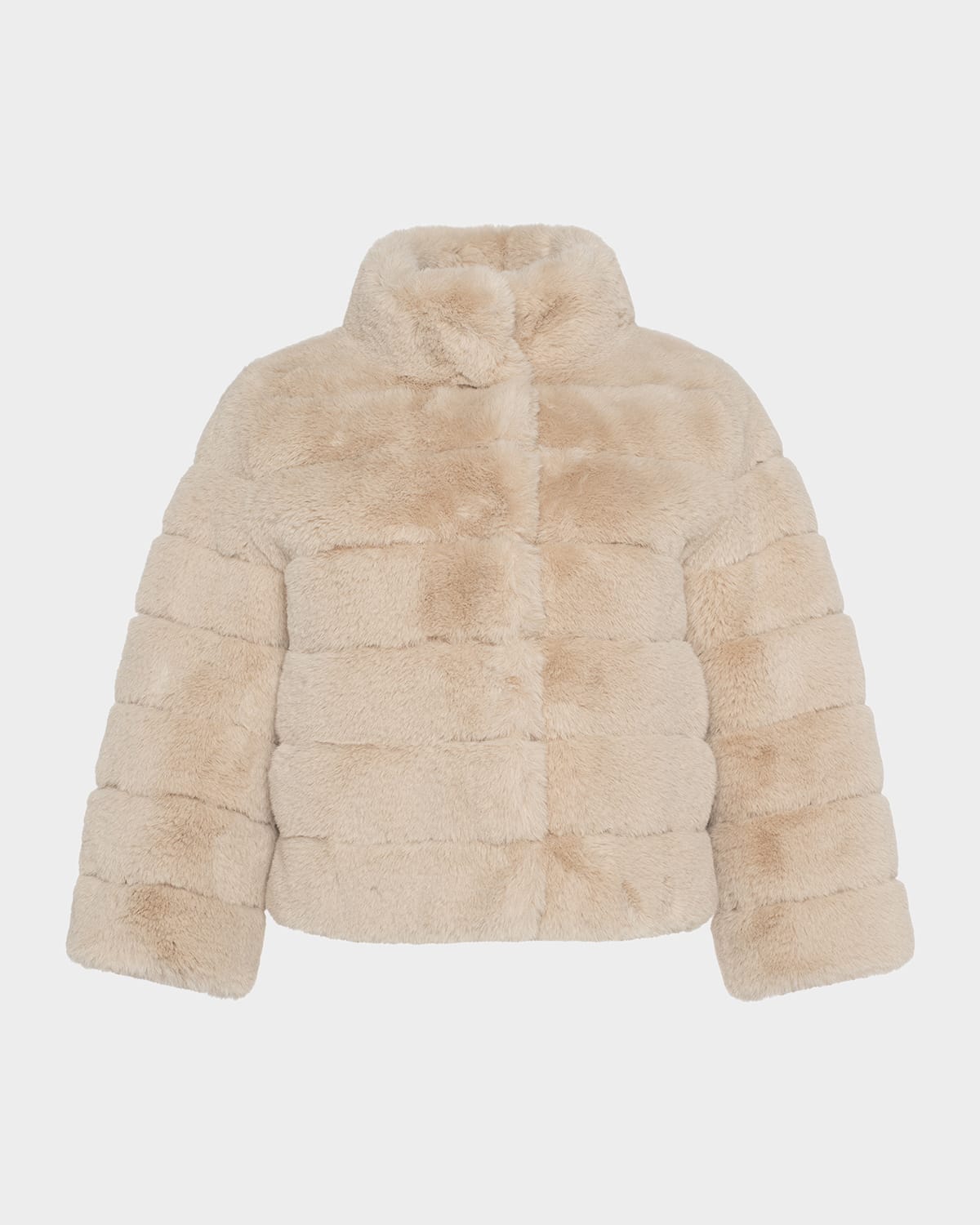 Lyla Grant Fur-free Short Faux Rabbit Coat In Neutral