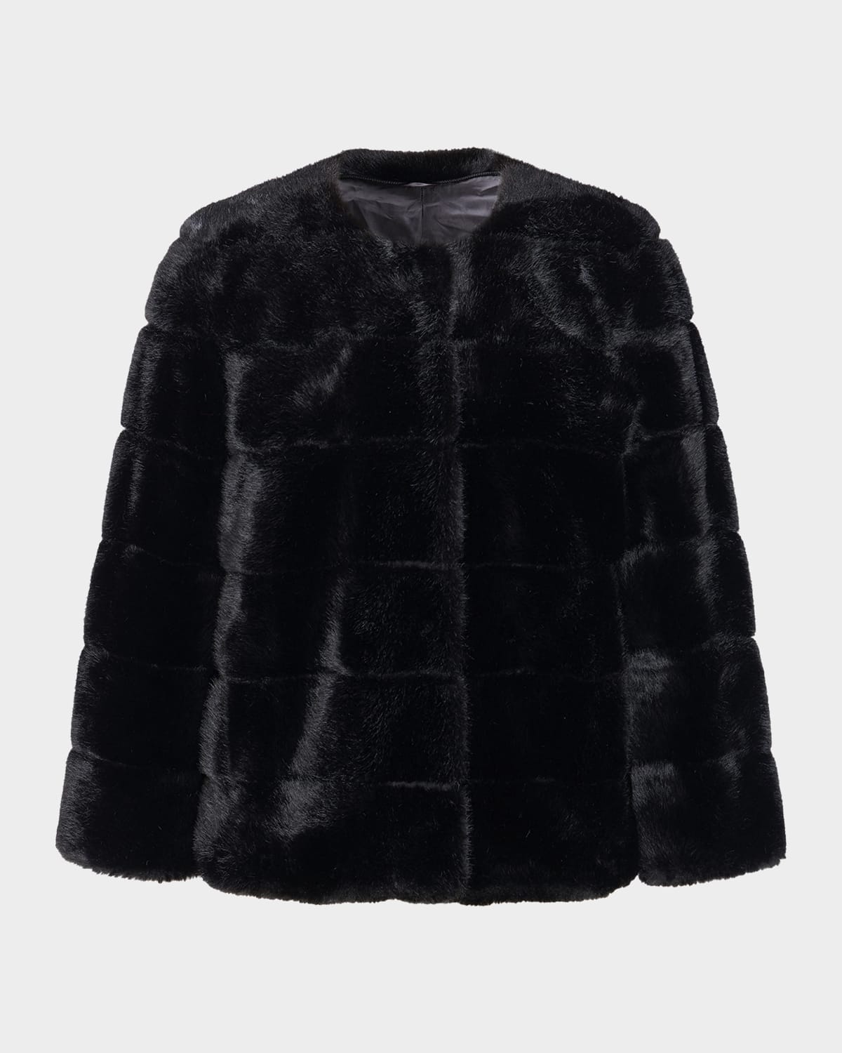 Lyla Grant Fur-free Short Faux Mink Coat In Black