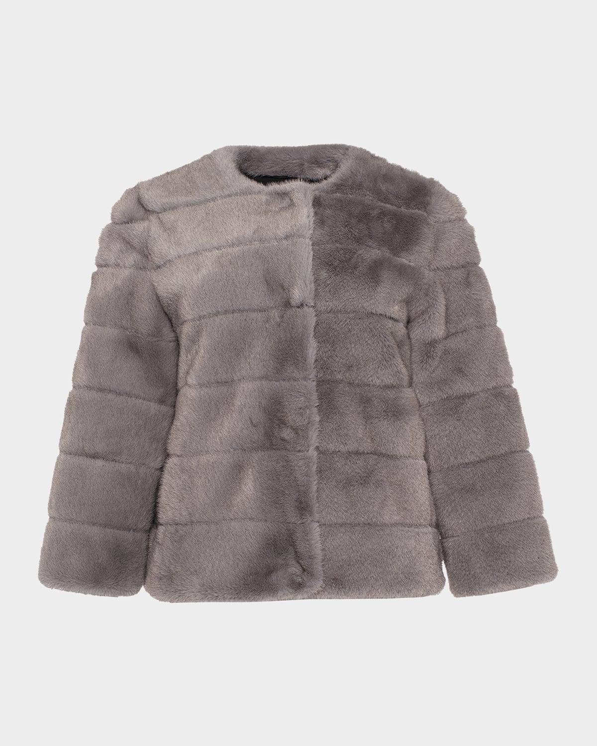 Lyla Grant Fur-free Short Faux Mink Coat In Gray